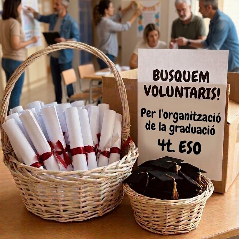 📢𝐅𝐀𝐌𝐈́𝐋𝐈𝐄𝐒 𝐃𝐄 𝟒𝐭 𝐝’𝐄𝐒𝐎, 𝐔𝐒 𝐍𝐄𝐂𝐄𝐒𝐒𝐈𝐓𝐄𝐌! 

La graduació s’acosta i necessitem voluntaris per ajudar-nos a organitzar aquest dia tan especial. 🎓 

𝗩𝗼𝗹𝘀 𝗳𝗼𝗿𝗺𝗮𝗿 𝗽𝗮𝗿𝘁 𝗱𝗲 𝗹’𝗲𝗾𝘂𝗶𝗽 𝗾𝘂𝗲 𝗳𝗮𝗿𝗮̀ 𝗽𝗼𝘀𝘀𝗶𝗯𝗹𝗲 𝘂𝗻𝗮 𝗰𝗲𝗹𝗲𝗯𝗿𝗮𝗰𝗶𝗼́ 𝗶𝗻𝗼𝗯𝗹𝗶𝗱𝗮𝗯𝗹𝗲 𝗽𝗲𝗿 𝗮𝗹𝘀 𝗻𝗼𝘀𝘁𝗿𝗲𝘀 𝗳𝗶𝗹𝗹𝘀 𝗶 𝗳𝗶𝗹𝗹𝗲𝘀? 

📩 Envia’ns un DM o escriu-nos a: ampa.institut.riberabaixa@gmail.com 

𝙎𝙪𝙢𝙖-𝙩’𝙝𝙞! 𝙀𝙣𝙩𝙧𝙚 𝙩𝙤𝙩𝙨 𝙝𝙤 𝙛𝙖𝙧𝙚𝙢 𝙥𝙤𝙨𝙨𝙞𝙗𝙡𝙚.💙 

#InstitutRiberaBaixa #Graduació4tESO #AMPA #4tESO 

_____________________________________________________________

📢¡𝐅𝐀𝐌𝐈𝐋𝐈𝐀𝐒 𝐃𝐄 𝟒º 𝐃𝐄 𝐄𝐒𝐎, 𝐎𝐒 𝐍𝐄𝐂𝐄𝐒𝐈𝐓𝐀𝐌𝐎𝐒! 

La graduación se acerca y necesitamos voluntarios para ayudarnos a organizar un día tan especial. 🎓

¿𝙌𝙪𝙞𝙚𝙧𝙚𝙨 𝙛𝙤𝙧𝙢𝙖𝙧 𝙥𝙖𝙧𝙩𝙚 𝙙𝙚𝙡 𝙚𝙦𝙪𝙞𝙥𝙤 𝙦𝙪𝙚 𝙝𝙖𝙧𝙖́ 𝙥𝙤𝙨𝙞𝙗𝙡𝙚 𝙪𝙣𝙖 𝙘𝙚𝙡𝙚𝙗𝙧𝙖𝙘𝙞𝙤́𝙣 𝙞𝙣𝙤𝙡𝙫𝙞𝙙𝙖𝙗𝙡𝙚 𝙥𝙖𝙧𝙖 𝙣𝙪𝙚𝙨𝙩𝙧𝙤𝙨 𝙝𝙞𝙟𝙤𝙨 𝙚 𝙝𝙞𝙟𝙖𝙨? 🙌 

📩 Envíanos un DM o escríbenos a: ampa.institut.riberabaixa@gmail.com 

¡𝗨́𝗻𝗲𝘁𝗲! 𝗘𝗻𝘁𝗿𝗲 𝘁𝗼𝗱𝗼𝘀 𝗹𝗼 𝗵𝗮𝗿𝗲𝗺𝗼𝘀 𝗽𝗼𝘀𝗶𝗯𝗹𝗲. 💙 

#InstitutRiberaBaixa #Graduación4ESO #AMPA #4ESO 

 @ins.ribera.baixa